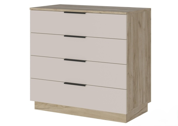 БОХО Комод КМ-001 Корпус - Дуб Крафт серый  Фасад ЛДСП - Кашемир 5981 BS