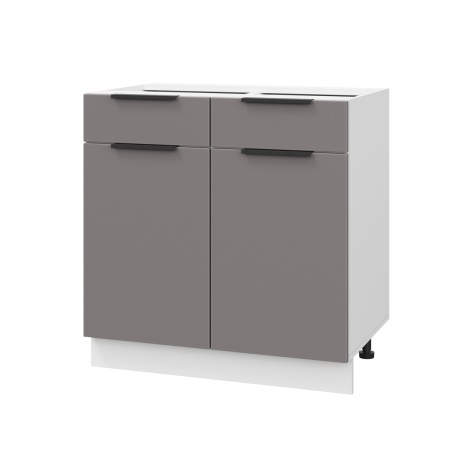 Шкаф нижний с ящиками ШН2Я 800 Корпус: ЛДСП белый 16мм; фасад: фрезеровка Оливия, МДФ моно брауни 16 мм