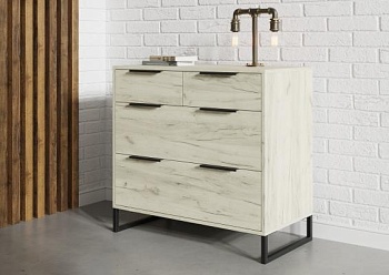 ЛОФТ Комод КМ-001 Корпус - Дуб Крафт белый  Фасад ЛДСП - Дуб Крафт белый