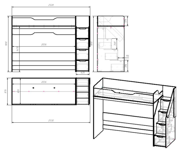 Комплект-5 RICH (КР-001+ШК-002) Дуб Крафт золотой / Кенди U9114 (УД) / Сумеречный голубой