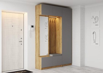 Модульная прихожая Бостон Дуб Крафт золотой / Серый Шифер (ЛДСП)