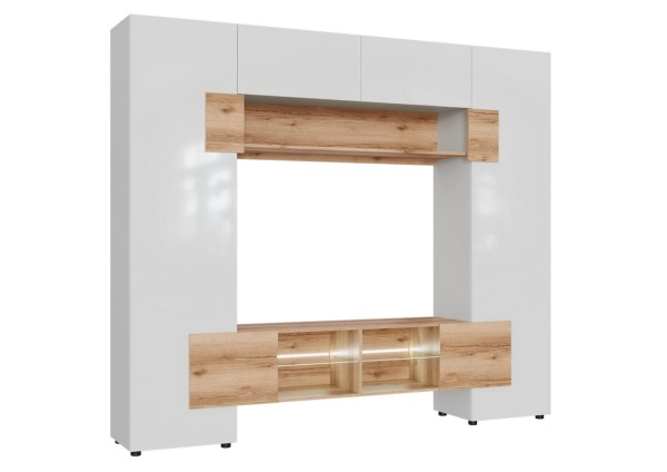 РИВЬЕРА НМ Стенка ( Комплект ) Белый / Дуб Крафт золотой / Белый