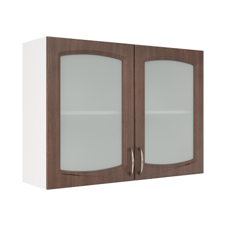 Шкаф верхний со стеклом ШВС 1000 Корпус: ЛДСП белый 16мм; фасад: фрезеровка Гренада, МДФ бразильский орех 16мм Шкаф верхний со стеклом ШВС 1000 Корпус: ЛДСП белый 16мм; фасад: фрезеровка Гренада, МДФ бразильский орех 16мм