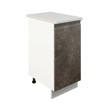 Шкаф нижний ШН 400 Корпус: ЛДСП белый 16мм; фасад: фрезеровка Бруклин, МДФ бетон коричневый 16мм