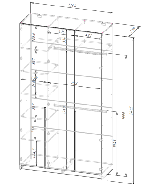 СЕЛЕНА Шкаф ШК-001 (3-ств.) (МДФ Комплект) Корпус - Шиншилла Серая  Фасад МДФ - матовая Кварц Грей Софт СЕЛЕНА Шкаф ШК-001 (3-ств.) (МДФ Комплект) Корпус - Шиншилла Серая  Фасад МДФ - матовая Кварц Грей Софт