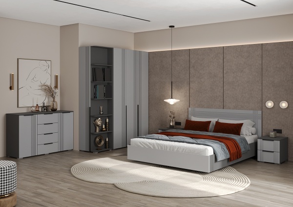 Шкаф Альмерия ШК-800 Серый графит / Бархат серый