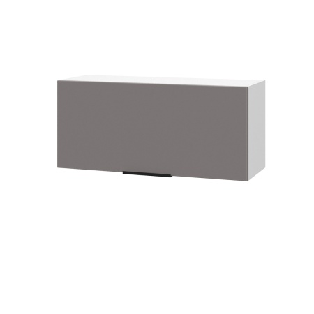 Шкаф верхний горизонтальный ШВГ 800 Корпус: ЛДСП белый 16мм; фасад: фрезеровка Оливия, МДФ моно брауни 16 мм