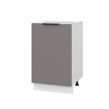 Шкаф нижний ШН 500 Корпус: ЛДСП белый 16мм; фасад: фрезеровка Оливия, МДФ моно брауни 16 мм