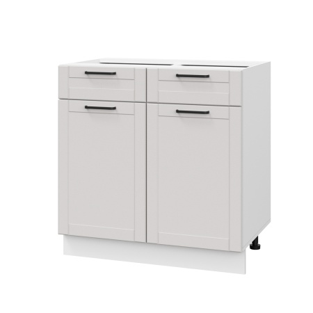 Шкаф нижний с ящиками ШН2Я 800 Корпус: ЛДСП белый 16мм; фасад: фрезеровка Диада, МДФ лофт крем 16 мм