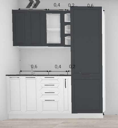 Кухня Кельн Софт даймонд / Софт смок верх 1200 + пенал 600 мм (4632)