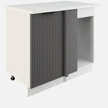 Шкаф нижний угловой  ШНУП 1000 Корпус: ЛДСП белый 16мм; фасад: фрезеровка Норд Line, МДФ софт маренго 16 мм