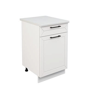 Шкаф нижний с ящиком ШН1Я 500 Корпус: ЛДСП белый 16мм; фасад: фрезеровка Кельн, МДФ софт даймонд 16мм