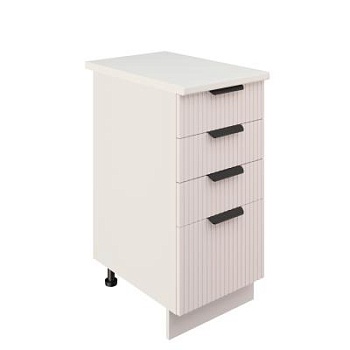 Шкаф нижний с ящиками ШНЯ 400 Корпус: ЛДСП белый 16мм; фасад: фрезеровка Норд Line, МДФ софт даймонд 16 мм