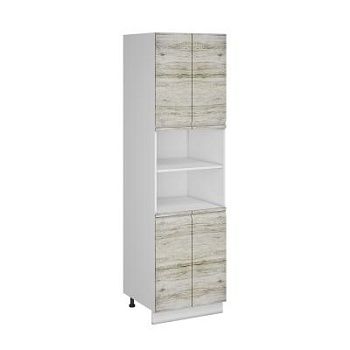 Пенал ПД600-22 Корпус: ЛДСП белый 16мм; фасад: фрезеровка Бруклин, МДФ клен скандинавский 16 мм