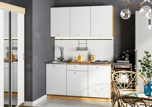 Кухня Дана 1,5 дуб крафт золотой/белый