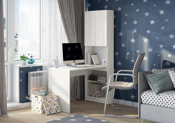 стол письменный Майнд-01, РАСПРОДАЖА дуб крафт белый/дуб крафт белый