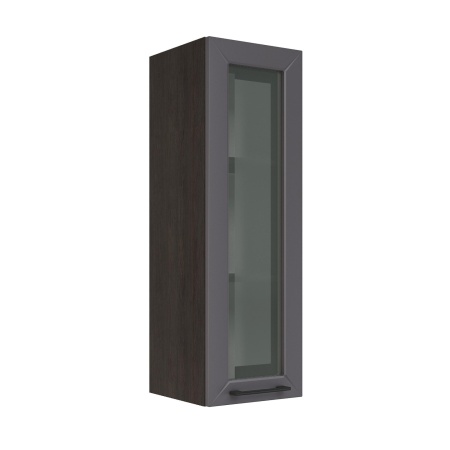 Шкаф верхний со стеклом (премьер) ШВС 300Н Корпус: ЛДСП венге 16мм; фасад: фрезеровка Кельн, МДФ софт смок 16мм