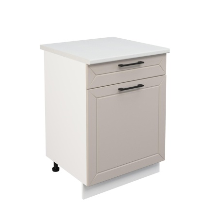 Шкаф нижний с ящиком ШН1Я 600 Корпус: ЛДСП белый 16мм; фасад: фрезеровка Кельн, МДФ софт бланж 16мм