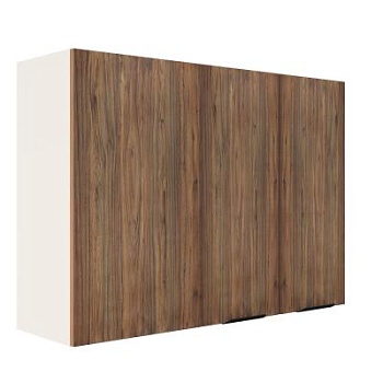 Шкаф верхний угловой ШВУП 1000 Корпус: ЛДСП белый 16мм; фасад: фрезеровка Норд, МДФ орех канадский 16 мм