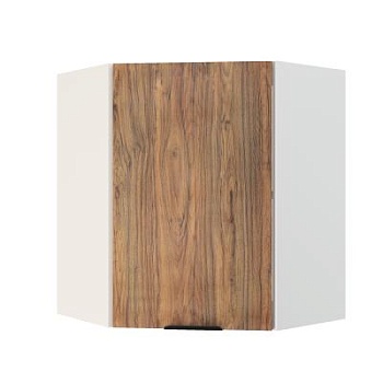 Шкаф верхний угловой ШВУ 600 Корпус: ЛДСП белый 16мм; фасад: фрезеровка Норд, МДФ орех канадский 16 мм