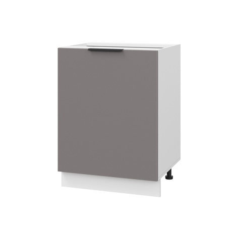 Шкаф нижний ШН 600-1 Корпус: ЛДСП белый 16мм; фасад: фрезеровка Оливия, МДФ моно брауни 16 мм