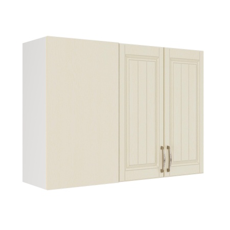 Шкаф верхний угловой ШВУП 1000 Корпус: ЛДСП белый 16мм; фасад: фрезеровка Лондон, МДФ дуб крем 16мм