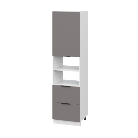 Пенал (премьер) ПД600Н-12Я Корпус: ЛДСП белый 16мм; фасад: фрезеровка Оливия, МДФ моно брауни 16 мм