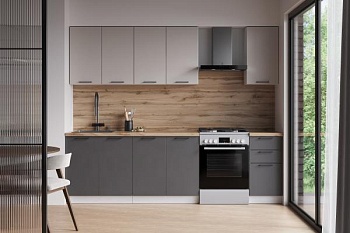 Кухня Стенли Теплый серый / Графит матовый 2,0 м