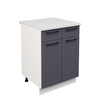 Шкаф нижний с ящиками ШН2Я 600 Корпус: ЛДСП белый 16мм; фасад: фрезеровка Кельн, МДФ софт смок 16мм