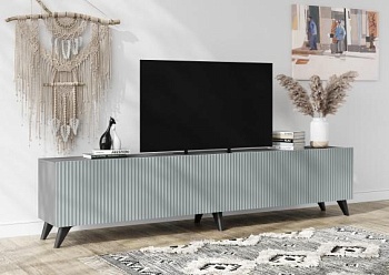 СКАНДИ Тумба под ТВ (МДФ) Серый шифер / Грин Грей Софт с опорами