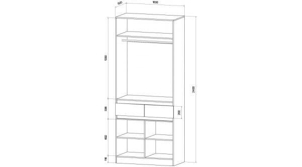 Ленора Шкаф 2х ств Дуб вотан / Графит