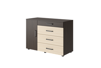 Вега К-02 Комод 4 ящ.+1 ств. Венге / Дуб молочный