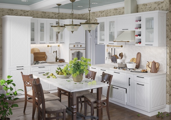 Модульная кухня Барселона Белое дерево