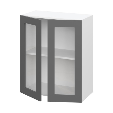 Шкаф верхний со стеклом ШВС 600 Барселона белый массив (МДФ 16мм МС София)