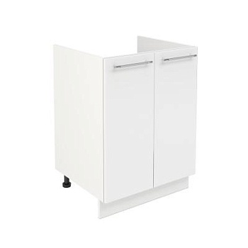 Шкаф нижний под мойку ШНМ 600 Корпус: ЛДСП белый 16мм; фасад: фрезеровка Олива, МДФ глянец белый 16мм Шкаф нижний под мойку ШНМ 600 Корпус: ЛДСП белый 16мм; фасад: фрезеровка Олива, МДФ глянец белый 16мм