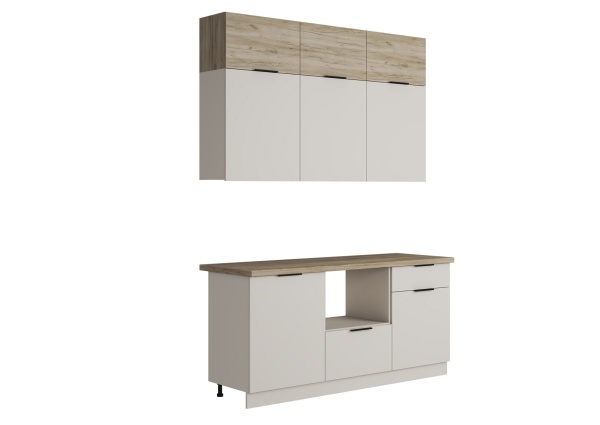 БОХО Кухня 1,8 м Кашемир / Дуб крафт серый