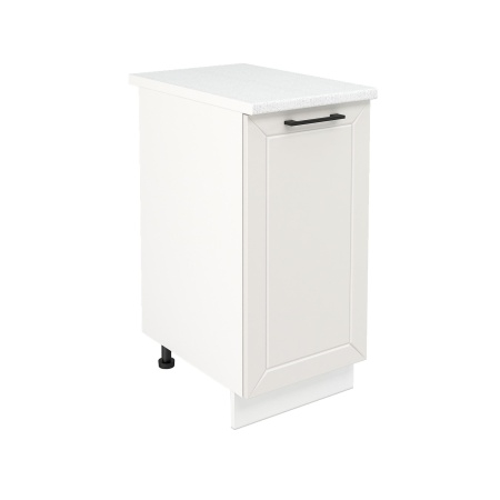 Шкаф нижний ШН 400 Корпус: ЛДСП белый 16мм; фасад: фрезеровка Кельн, МДФ софт айвори 16 мм