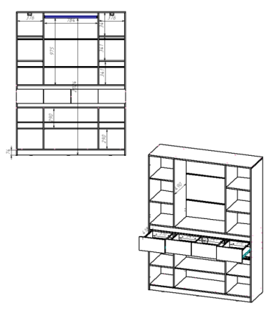 БОСТОН ЛАЙТ Шкаф ШК-004 (4-ств.) Дуб Крафт золотой / Серый шифер 