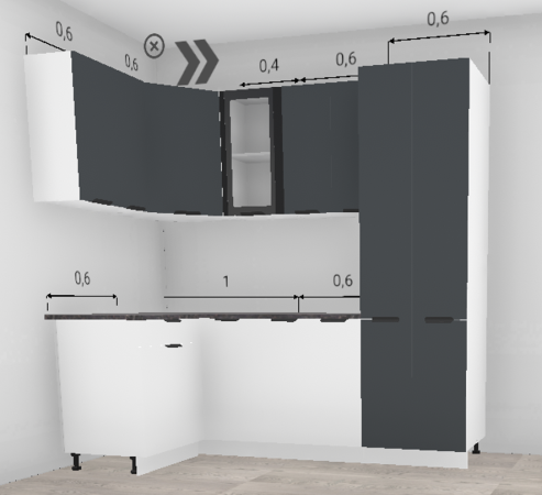 Кухня угловая Норд пломбир / Софт смок верх 1200*1600 мм + пенал 600 (4614)
