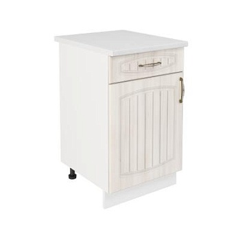 Шкаф нижний с ящиком ШН1Я 500 Корпус: ЛДСП белый 16мм; фасад: фрезеровка Гренада, МДФ сандал 16мм