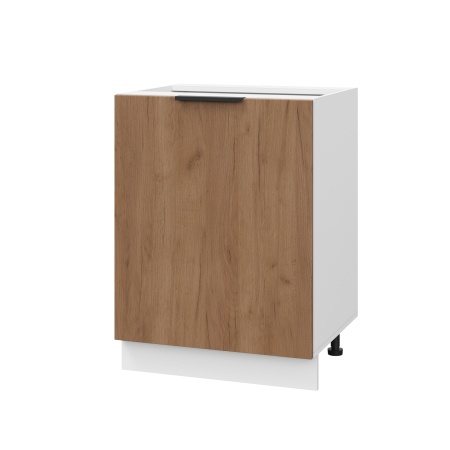 Шкаф нижний ШН 600-1 Корпус: ЛДСП белый 16мм; фасад: фрезеровка Оливия, ЛДСП дуб крафт табачный 16 мм