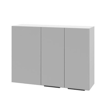 Шкаф верхний угловой ШВУП 1000 Корпус: ЛДСП белый 16мм; фасад: фрезеровка Оливия, ЛДСП серый софт 16 мм