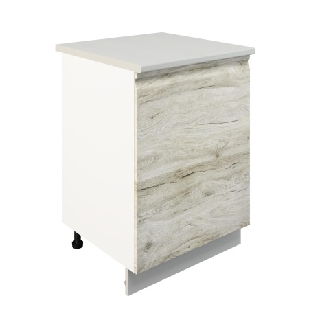 Шкаф нижний ШН 600-1 Корпус: ЛДСП белый 16мм; фасад: фрезеровка Бруклин, МДФ клен скандинавский 16 мм