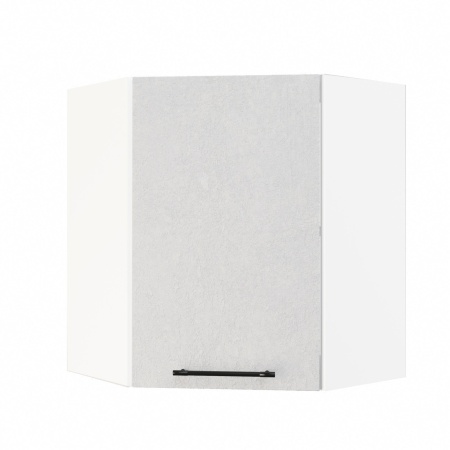 Шкаф верхний угловой ШВУ 600 Корпус: ЛДСП белый 16мм; фасад: фрезеровка Нувель, МДФ бетон белый 16мм