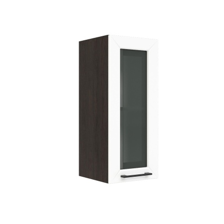 Шкаф верхний со стеклом ШВС 300 Корпус: ЛДСП венге 16мм; фасад: фрезеровка Кельн, МДФ софт даймонд 16мм