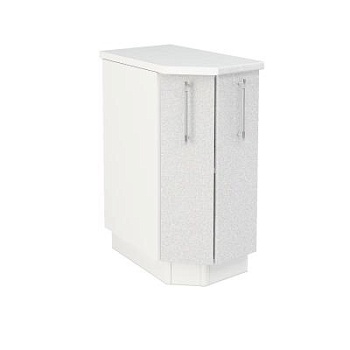 Шкаф нижний торцевой ШНТ 360 Корпус: ЛДСП белый 16мм; фасад: фрезеровка Олива, МДФ металлик белый 16мм