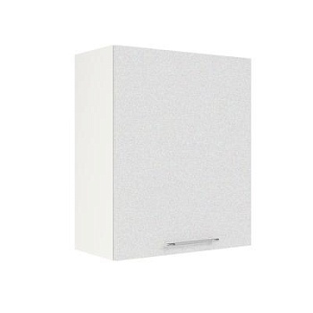 Шкаф верхний ШВ 600-1 Корпус: ЛДСП белый 16мм; фасад: фрезеровка Олива, МДФ металлик белый 16мм