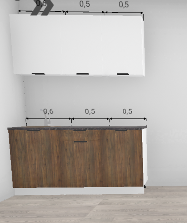 Кухня Норд Софт пломбир / Орех канадский (низ) 1,6 м (3134)