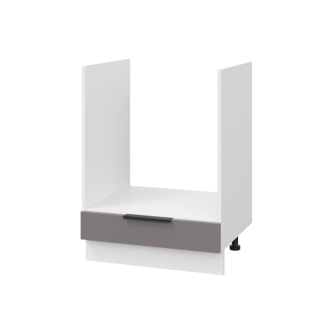 Шкаф нижний духовой ШНД 600 Корпус: ЛДСП белый 16мм; фасад: фрезеровка Оливия, МДФ моно брауни 16 мм