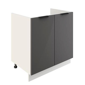 Шкаф нижний под мойку ШНМ 800 Корпус: ЛДСП белый 16мм; фасад: фрезеровка Норд, МДФ софт смок 16 мм